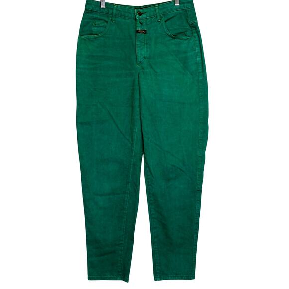 Vintage 90s MARITHE FRANCOIS GIRBAUD Green Jeans Womens 11/12 Tapered Leg Y2K - Picture 1 of 7